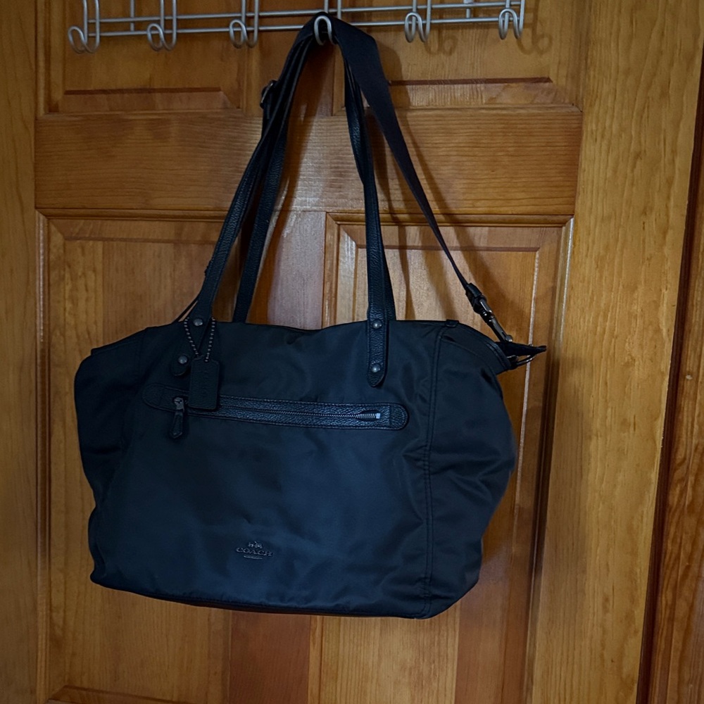 Coach Black Nylon w/leather trim diaper Bag